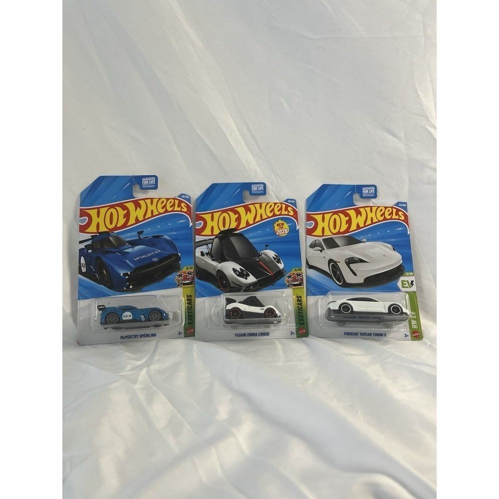Hot‎ Wheels Pagani Zonda Cinque McMurtry Speirling Porsche Taycan Lot 3 Carded